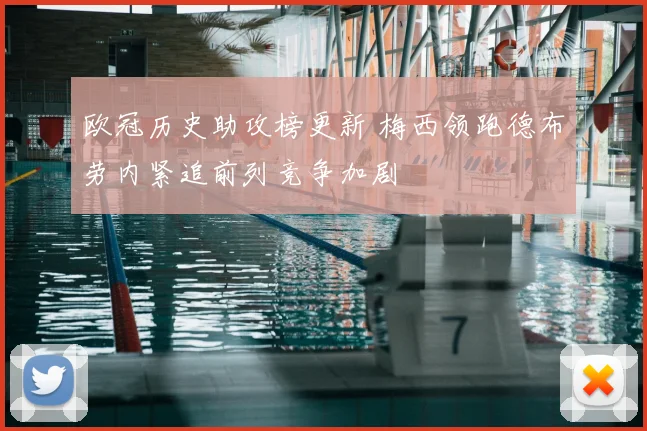 欧冠历史助攻榜更新 梅西领跑德布劳内紧追前列竞争加剧